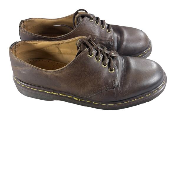 Vtg 90’s Dr Martens Shoes Brown Leather 4 Eye Oxford Grunge England UK 8 US 9 - Picture 4 of 13